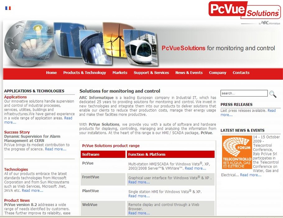 Strona internetowa ARC INFORMATIQUE – www.pcvuesolutions.com